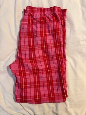 PINK Victoria's Secret Pink & Red Plaid Pull-On Pajama Pants